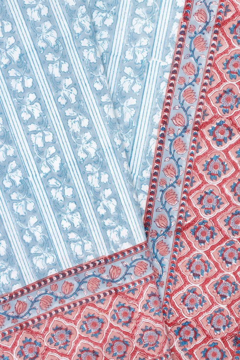 20s Cotton Bed Cover in Floral Block Print